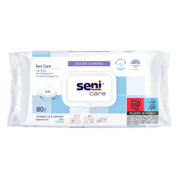 SENI CARE Chusteczki nawilżające z plastikowym wieczkiem (80 szt) - obrazek 1