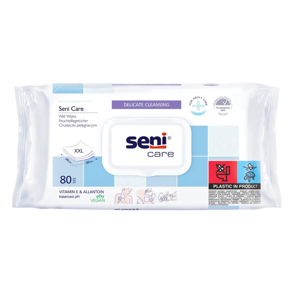 SENI CARE Chusteczki nawilżające z plastikowym wieczkiem (80 szt) - obrazek 1