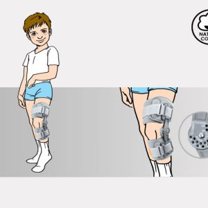 Children's orthosis for shin and thigh range of adjustment of mobility every 15 degrees am-kd-