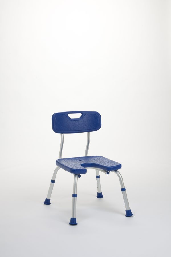 Shower stool with indentation and backrest Melbourne